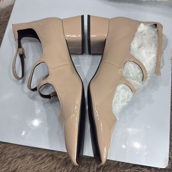 (A2) Zara Beige/Tan Multi Strap Square Toe Patent Leather Mary Jane Shoes,US40/9 - Picture 6 of 13